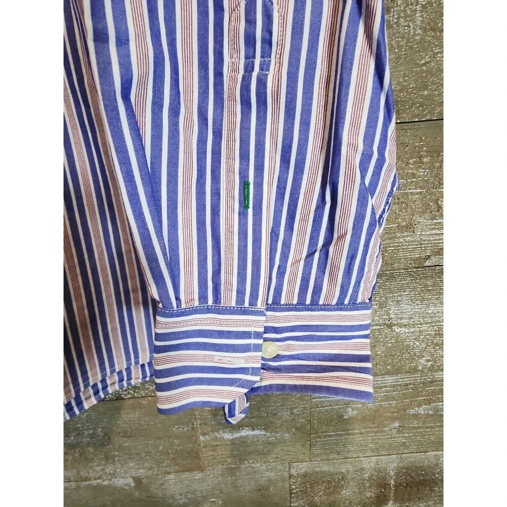 Tommy Hilfiger Shirt Mens 2XL Blue Stripe Heritage Poplin Button Down Casual